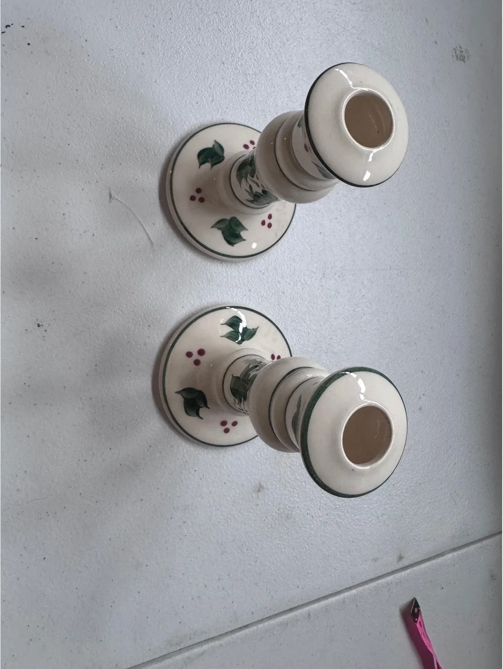 Vintage Pottery by Levine Candlestick Holders Set of 2 Ivy Berry Ceramic